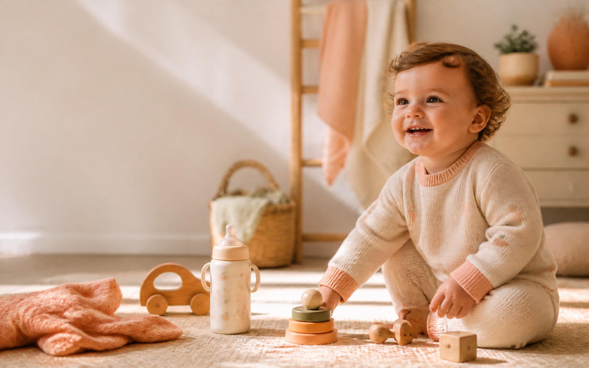 Bébé jouant dans une chambre douillette Nidou